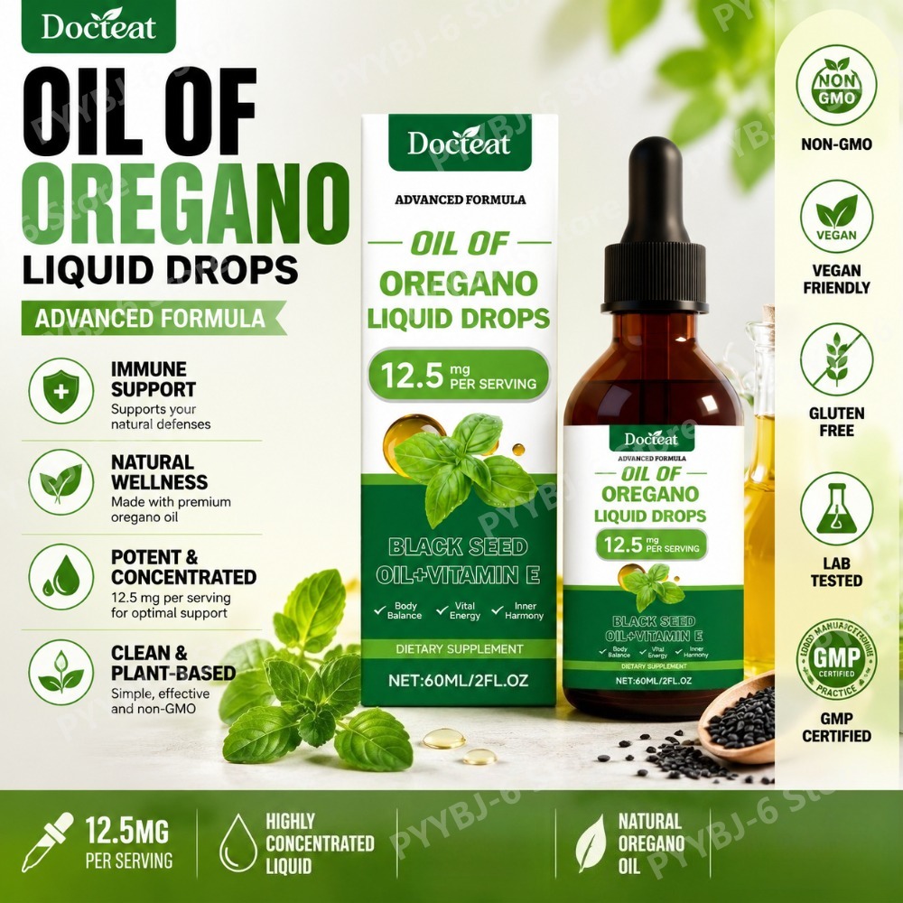 Herbal Wellness Drops - Oregano Oil Liquid Drops 60ml Black