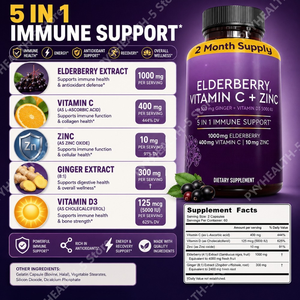 Elderberry Capsules with Vitam - Herbal Wellness Blend review and price