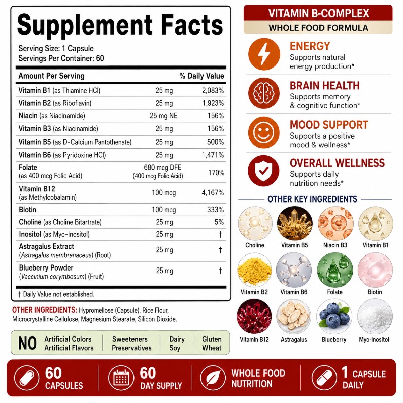 B Complex Vitamins Supplement  - Herbal Wellness Blend review and price